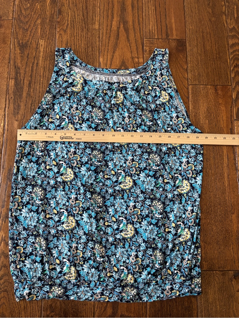 LOFT Teal and Navy Floral Scoop Neck Tank - Picture 6 of 9